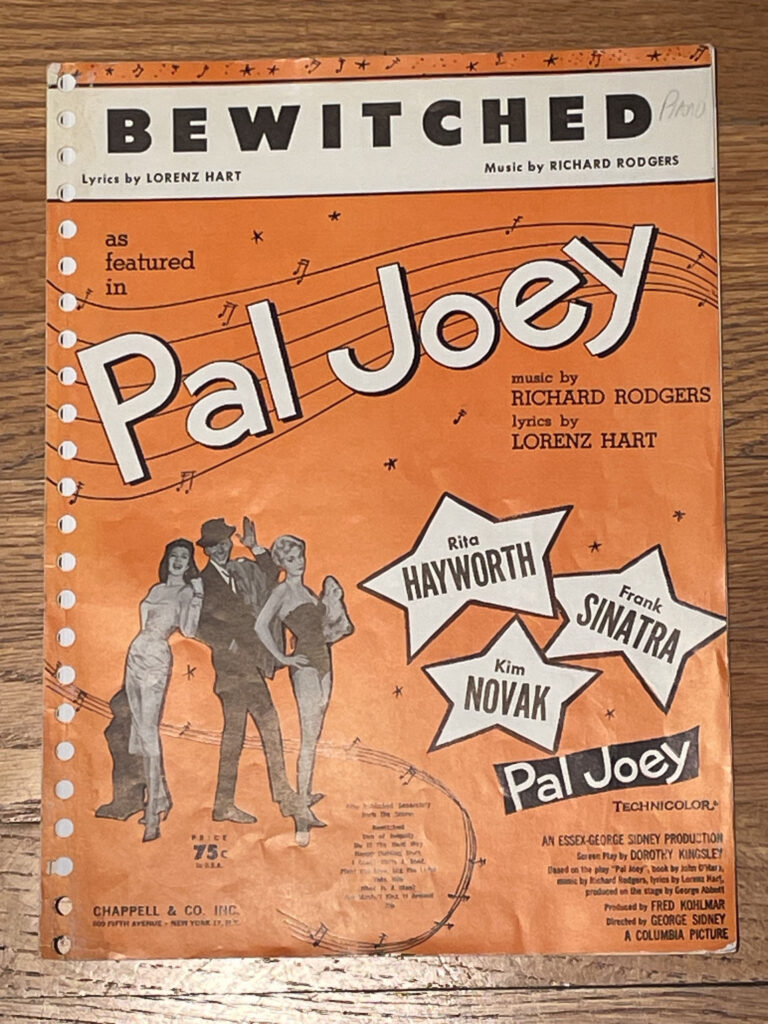 Vintage Bewitched sheet music for Pal Joey from the Tom Culver Estate